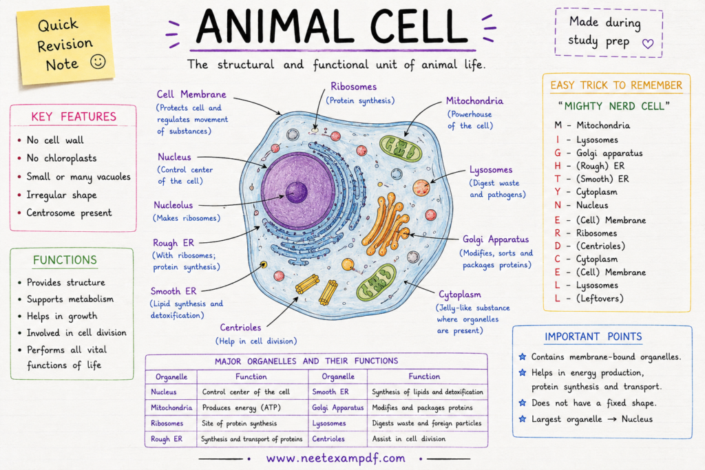 animal cell diagram for neet