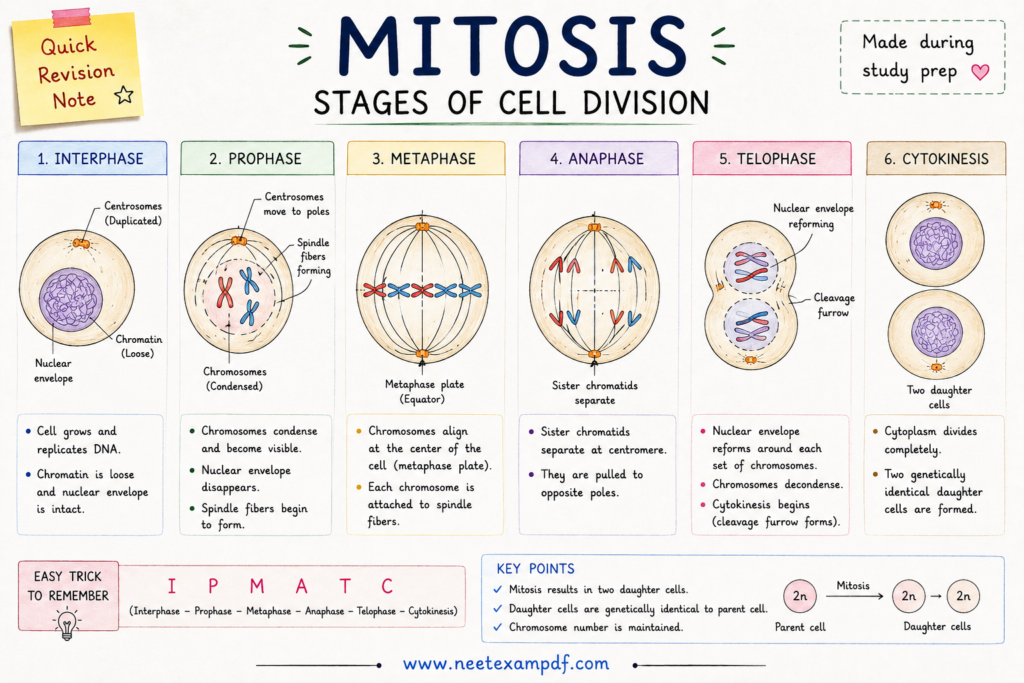 mitosis stages diagram for neet