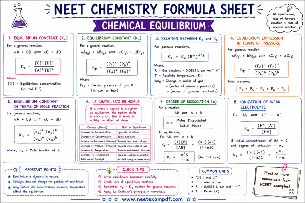neet chemistry formula chemical equilibrium