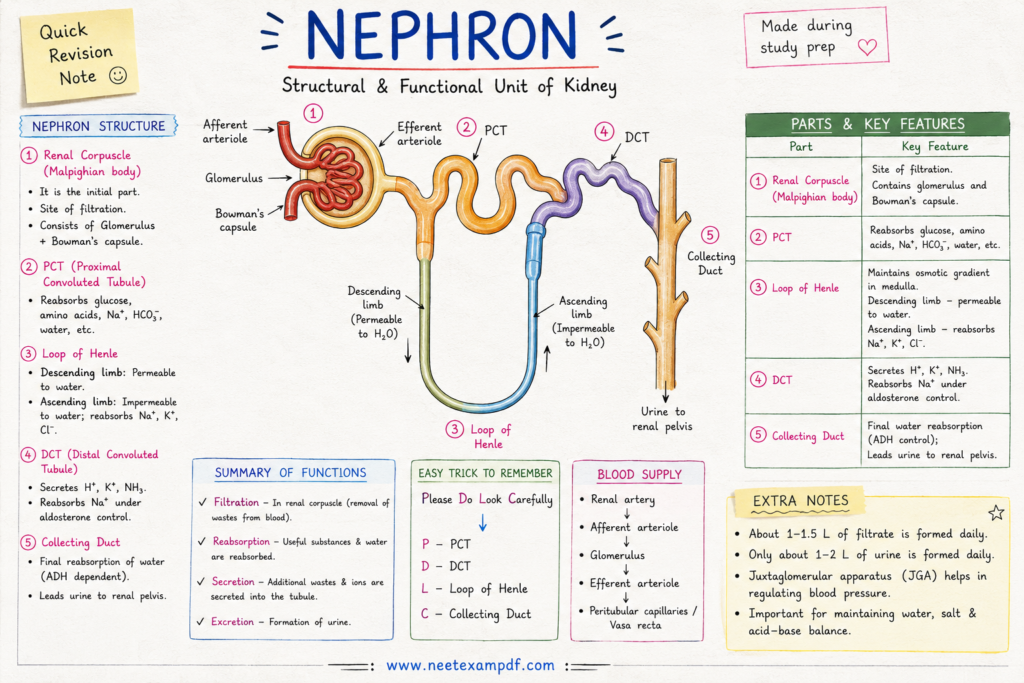 nephron diagram for neet
