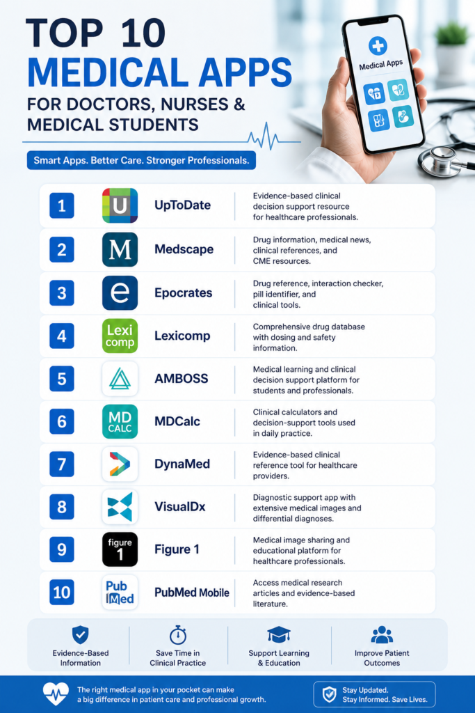 Top 10 Medical Apps for Doctors Nurses Healthcare Professionals and Medical Students