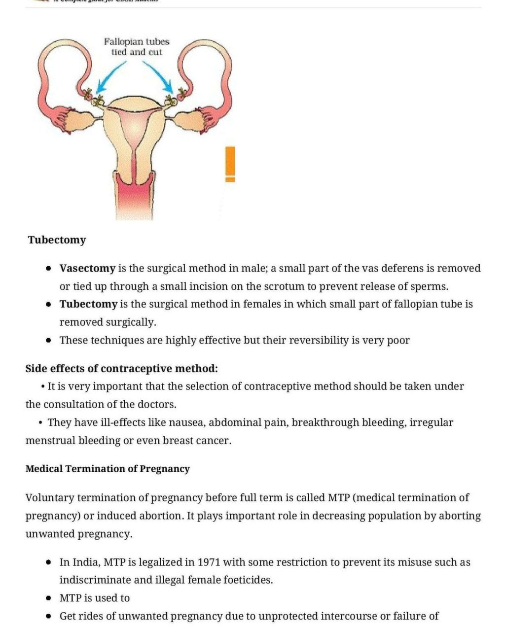 Biology Revision Notes Chapter 04 Reproductive Health FREE PDF | Neet ...